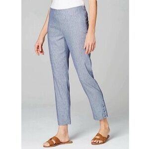 J Jill Linen Stretch Stripe Crop Pant
